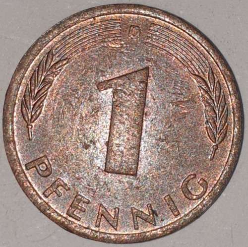 1976 D - 1 PFENNIG - ONE PFENNIG - GERMANY - FEDERAL REPUBLIC - (Copper Plated Steel)